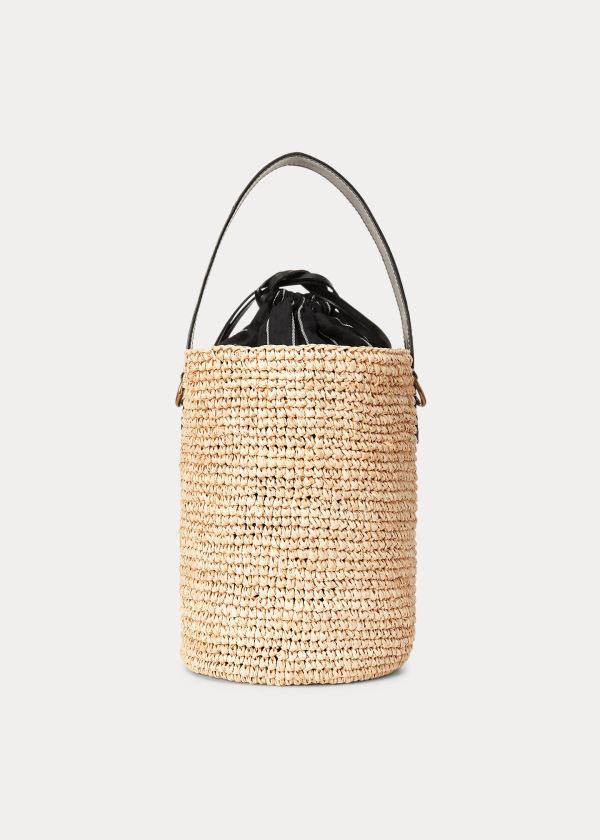 Torebka Ralph Lauren Raffia Mini Bucket Bag Damskie Głęboka Brązowe | OFRT5794