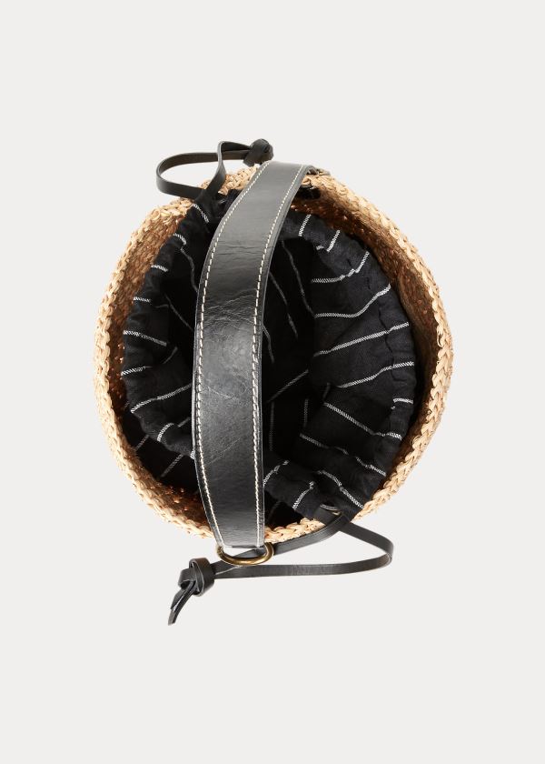 Torebka Ralph Lauren Raffia Mini Bucket Bag Damskie Głęboka Brązowe | OFRT5794