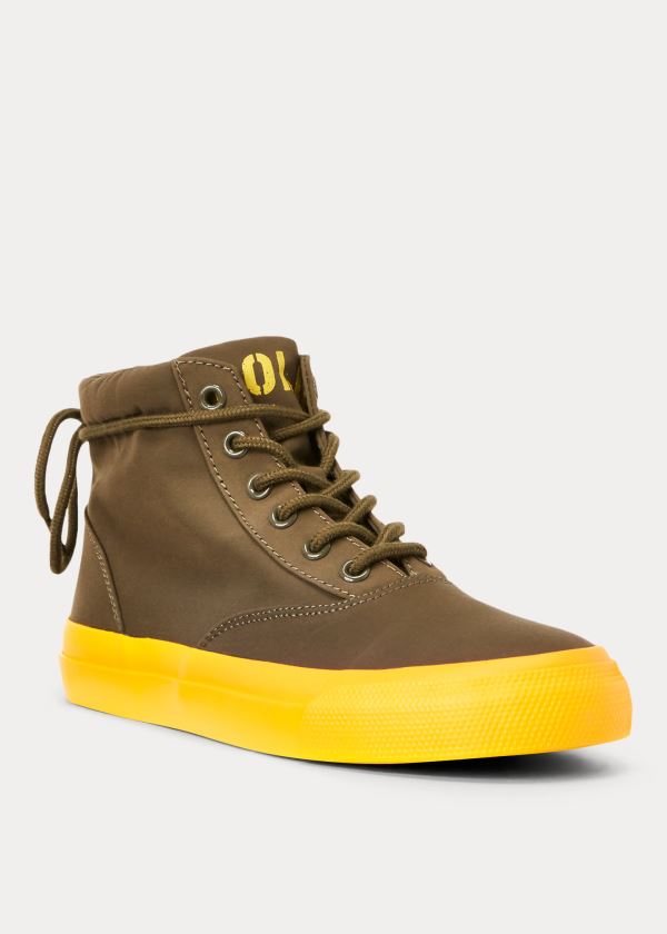 Trampki Ralph Lauren Bryn High-Top Sneakers Damskie Khaki Żółte | PKOE7480