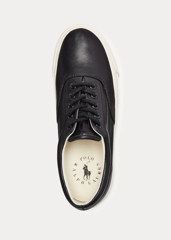 Trampki Ralph Lauren Bryn Leather Sneakers Damskie Czarne | FMQG6014