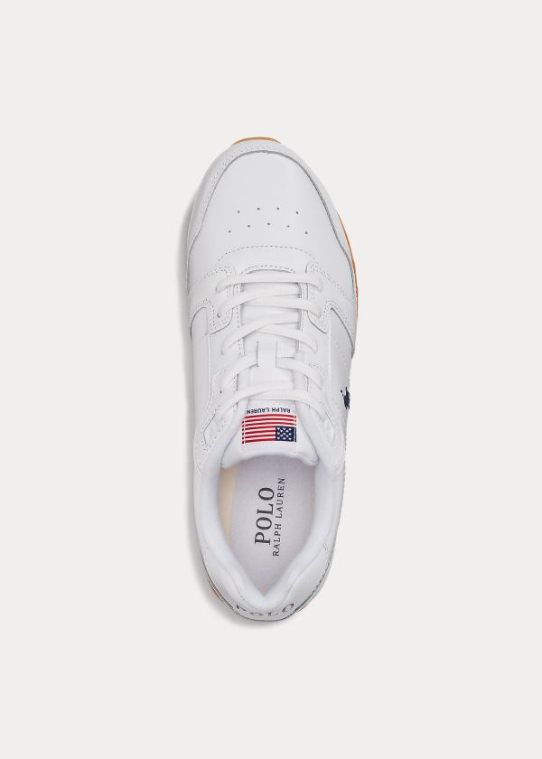 Trampki Ralph Lauren Classic Runner Leather Sneakers Damskie Białe | GVLG2339