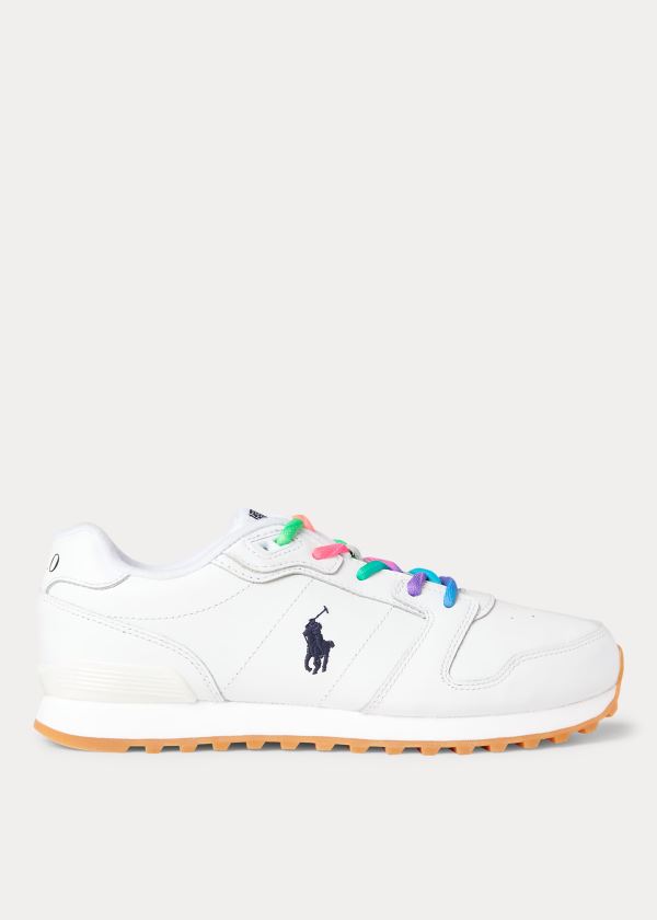 Trampki Ralph Lauren Classic Runner Leather Sneakers Damskie Białe | GVLG2339