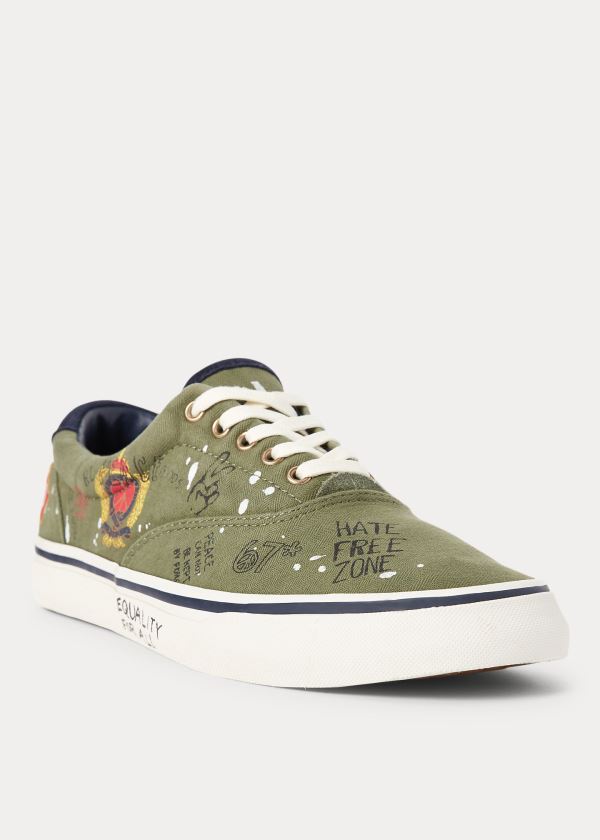 Trampki Ralph Lauren Graffiti Thorton Sneakers Męskie Zielone Kolorowe | OGUC8722