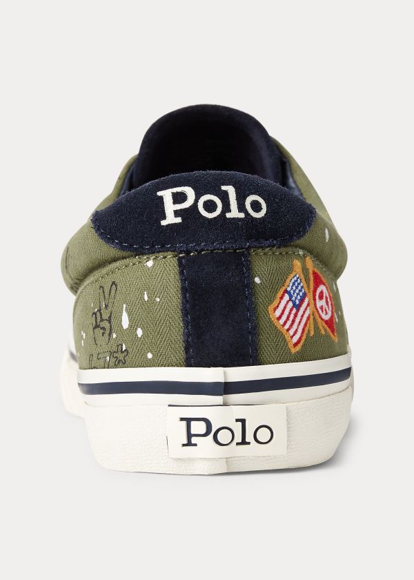 Trampki Ralph Lauren Graffiti Thorton Sneakers Męskie Zielone Kolorowe | OGUC8722