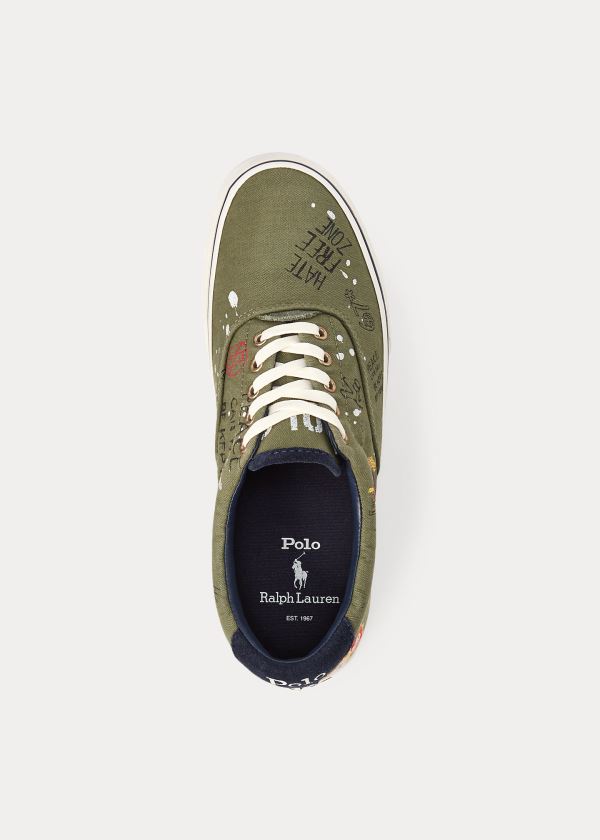 Trampki Ralph Lauren Graffiti Thorton Sneakers Męskie Zielone Kolorowe | OGUC8722