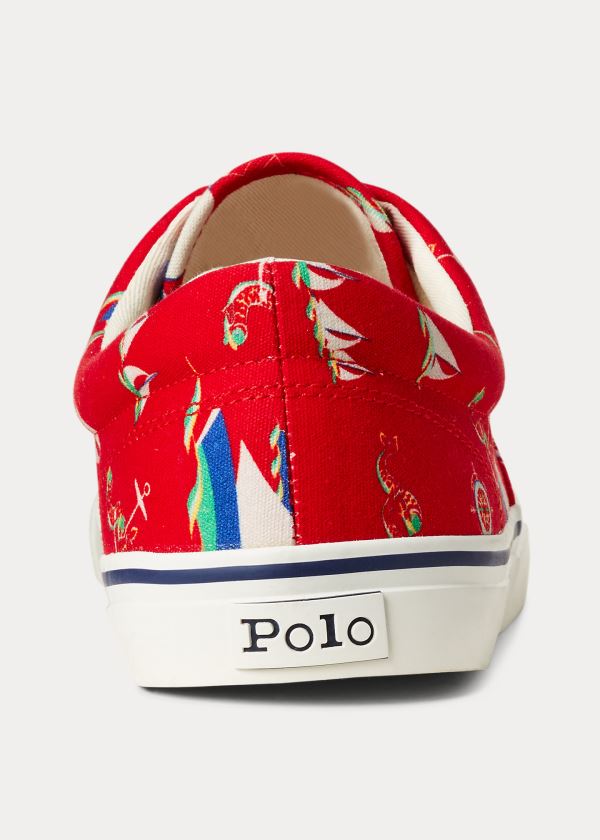 Trampki Ralph Lauren Harpoon Canvas Sneakers Męskie Czerwone Kolorowe | QCPL3599