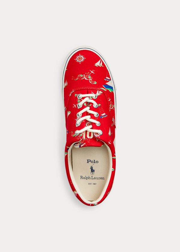 Trampki Ralph Lauren Harpoon Canvas Sneakers Męskie Czerwone Kolorowe | QCPL3599