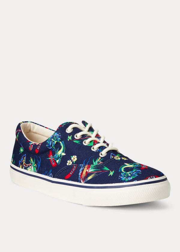 Trampki Ralph Lauren Harpoon Canvas Sneakers Męskie Granatowe Kolorowe | HUHC0917