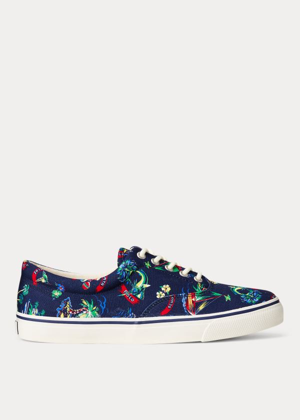 Trampki Ralph Lauren Harpoon Canvas Sneakers Męskie Granatowe Kolorowe | HUHC0917