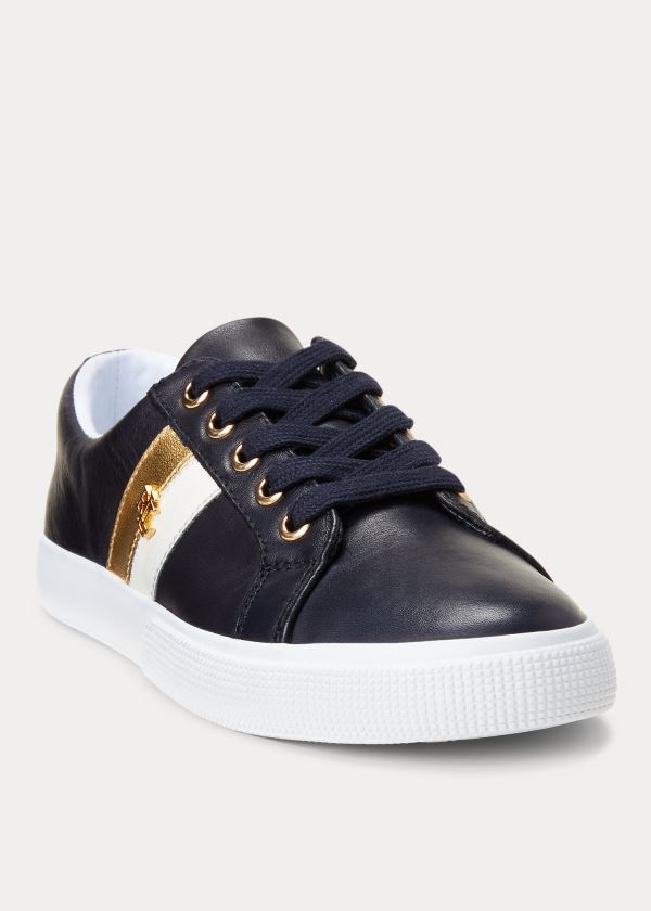 Trampki Ralph Lauren Janson II Leather Sneakers Damskie Granatowe Białe | ONDZ4733