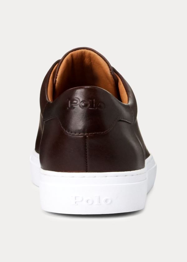 Trampki Ralph Lauren Jermain Leather Sneakers Męskie Brązowe | YXQG0089