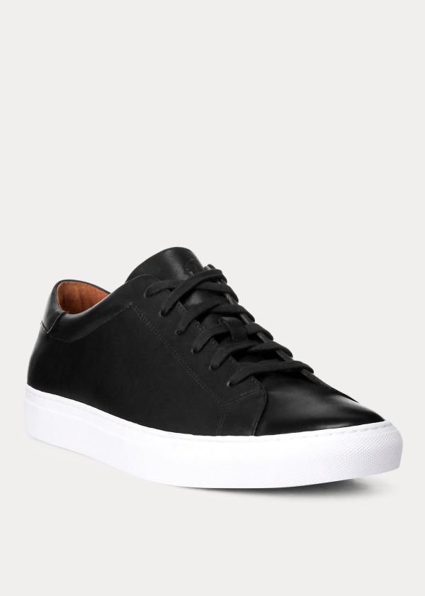 Trampki Ralph Lauren Jermain Leather Sneakers Męskie Czarne | RWZH6998