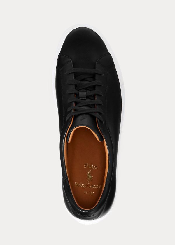 Trampki Ralph Lauren Jermain Leather Sneakers Męskie Czarne | RWZH6998