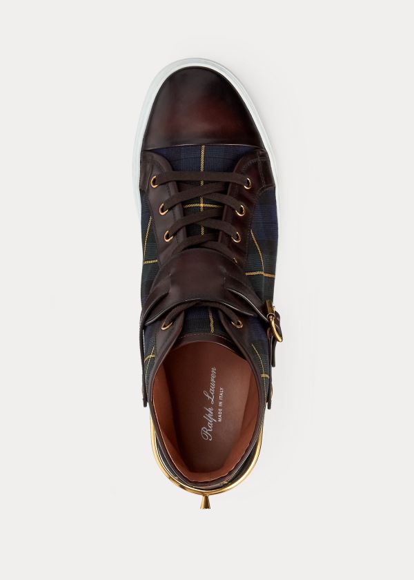 Trampki Ralph Lauren Jerret Tartan Stirrup Sneakers Męskie Granatowe Zielone Żółte | FLNW1804