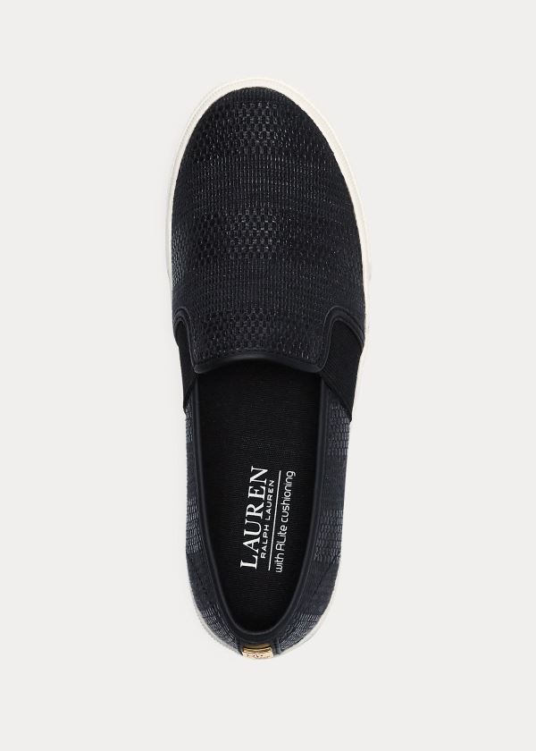 Trampki Ralph Lauren Jinny Woven Slip-On Sneakers Damskie Czarne | VVPV5649