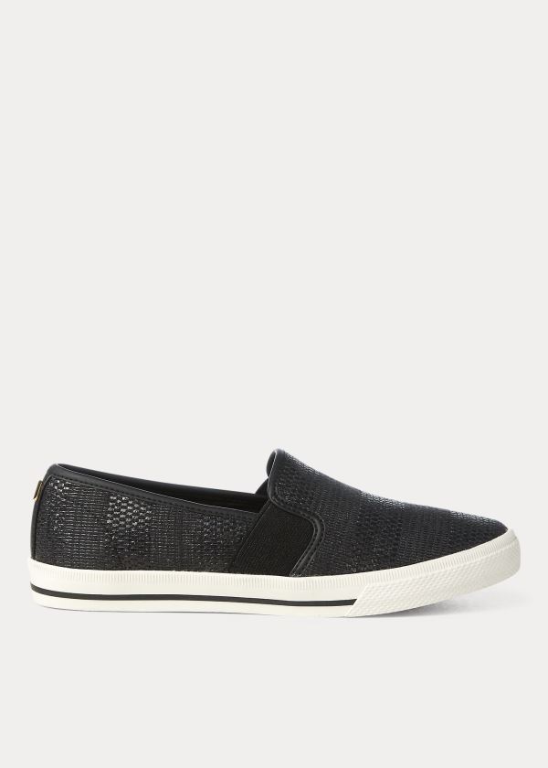 Trampki Ralph Lauren Jinny Woven Slip-On Sneakers Damskie Czarne | VVPV5649