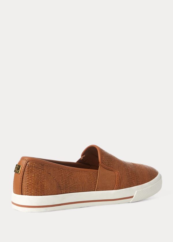 Trampki Ralph Lauren Jinny Woven Slip-On Sneakers Damskie Brązowe | SNLU1938