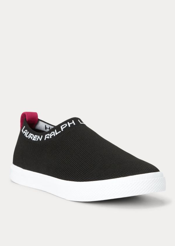 Trampki Ralph Lauren Jordyn Slip-On Sneakers Damskie Czarne | FQQU4173