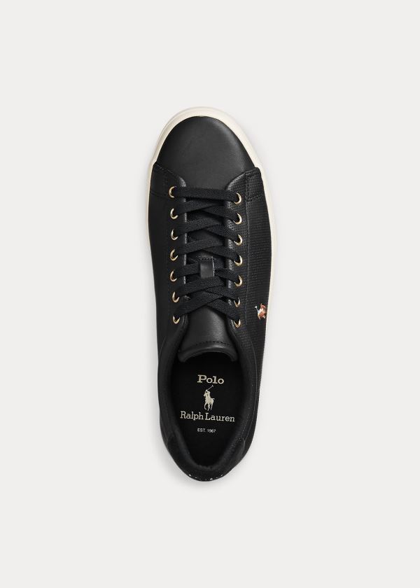 Trampki Ralph Lauren Longwood Leather Sneakers Męskie Czarne | PPUW8677