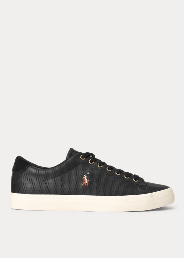 Trampki Ralph Lauren Longwood Leather Sneakers Męskie Czarne | PPUW8677