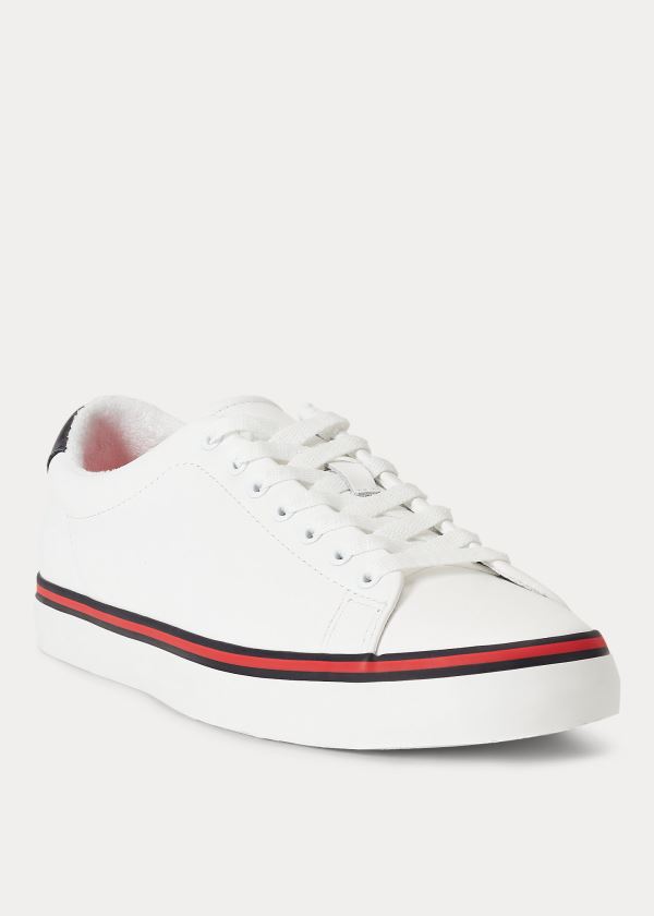 Trampki Ralph Lauren Longwood Leather Sneakers Męskie Białe Czerwone | KEGE2551