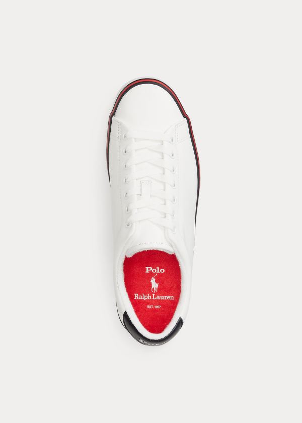 Trampki Ralph Lauren Longwood Leather Sneakers Męskie Białe Czerwone | KEGE2551