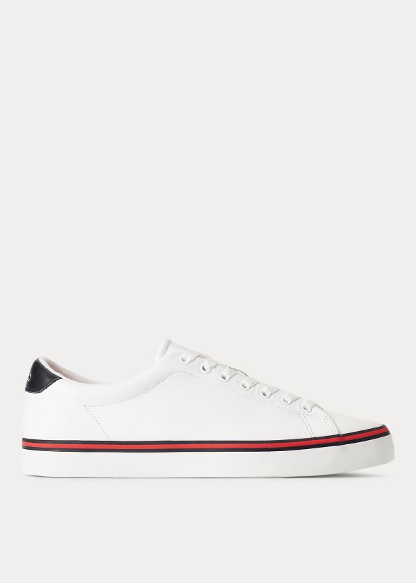 Trampki Ralph Lauren Longwood Leather Sneakers Męskie Białe Czerwone | KEGE2551