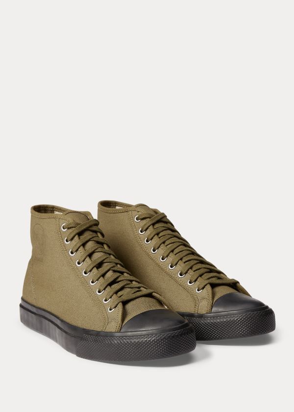 Trampki Ralph Lauren Mayport Canvas Sneakers Damskie Oliwkowe | DUHQ3075