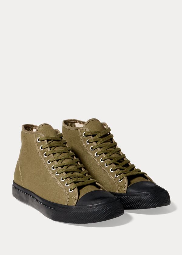 Trampki Ralph Lauren Mayport Canvas Sneakers Damskie Oliwkowe | TXOJ9806