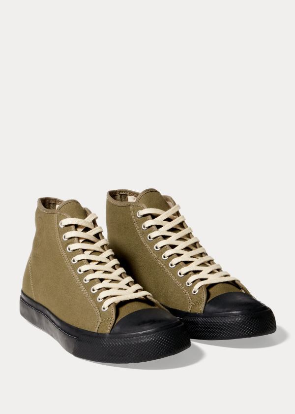 Trampki Ralph Lauren Mayport Canvas Sneakers Damskie Oliwkowe | TXOJ9806