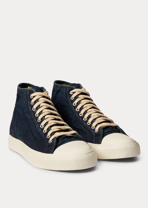 Trampki Ralph Lauren Mayport Indigo Canvas Sneakers Męskie Indygo | ETGF5704