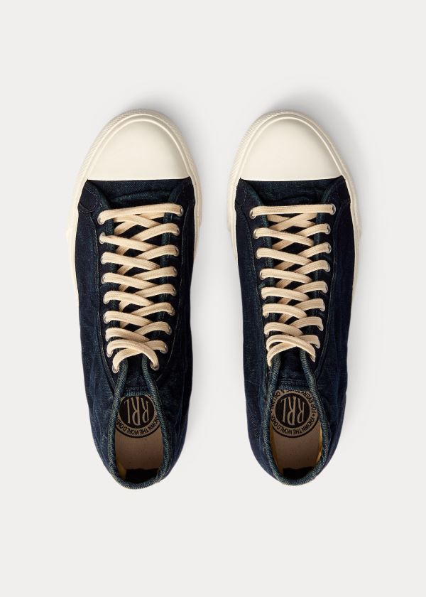 Trampki Ralph Lauren Mayport Indigo Canvas Sneakers Męskie Indygo | ETGF5704