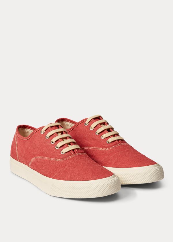 Trampki Ralph Lauren New Norfolk Canvas Sneakers Damskie Czerwone | NUGT7464