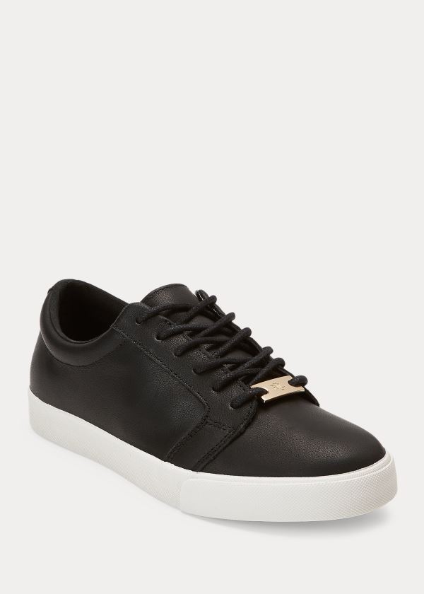 Trampki Ralph Lauren Reaba Leather Sneakers Damskie Czarne | LSUE3107