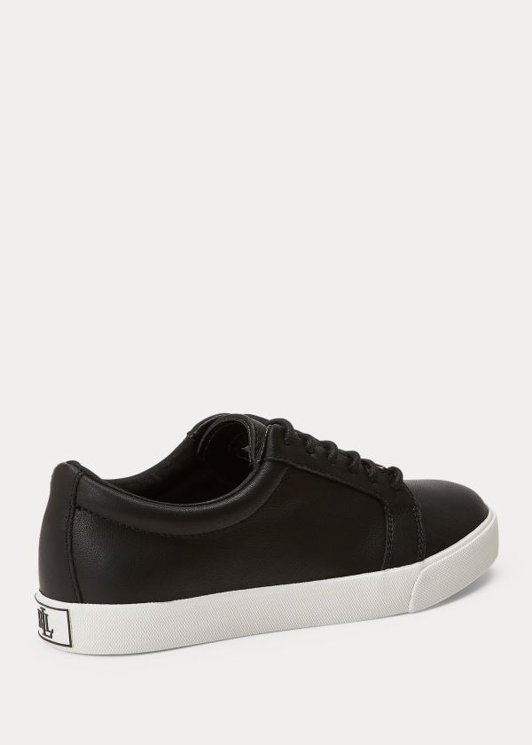 Trampki Ralph Lauren Reaba Leather Sneakers Damskie Czarne | LSUE3107