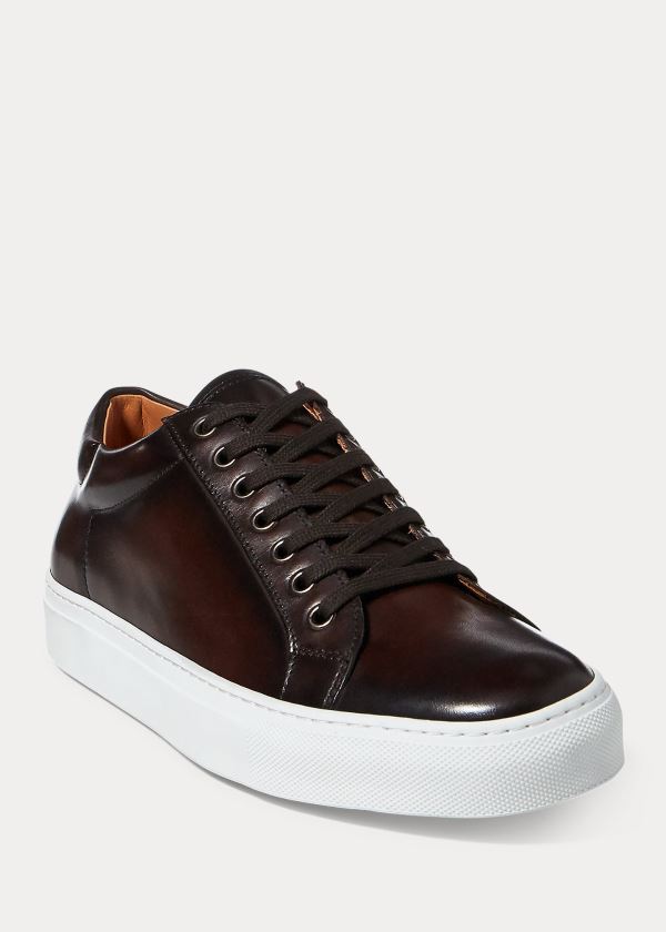 Trampki Ralph Lauren Severn Calfskin Sneakers Męskie Ciemny Brązowe | NAIJ7746