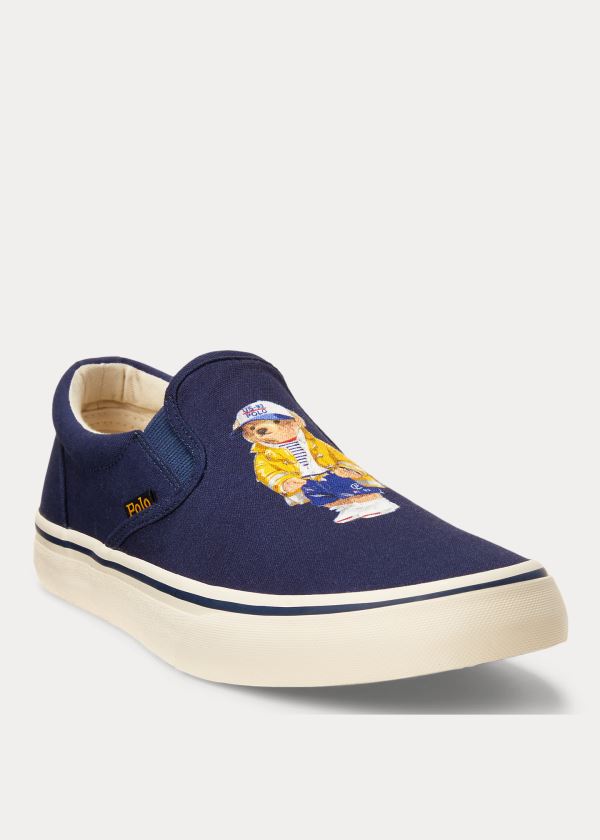 Trampki Ralph Lauren Thompson CP-93 Bear Sneakers Męskie Granatowe Beżowe | HXVO9207