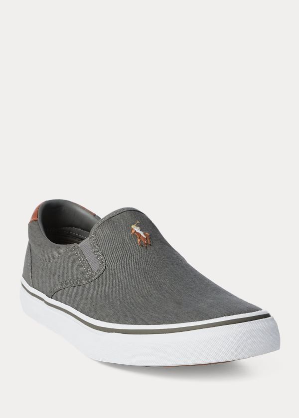 Trampki Ralph Lauren Thompson Washed Twill Sneakers Męskie Szare | KIJT5682