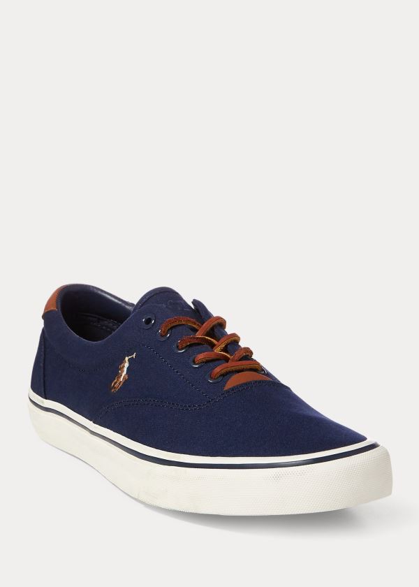 Trampki Ralph Lauren Thorton Canvas Low-Top Sneakers Męskie Granatowe | UMGE1758