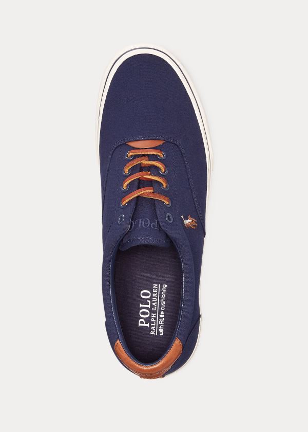 Trampki Ralph Lauren Thorton Canvas Low-Top Sneakers Męskie Granatowe | UMGE1758