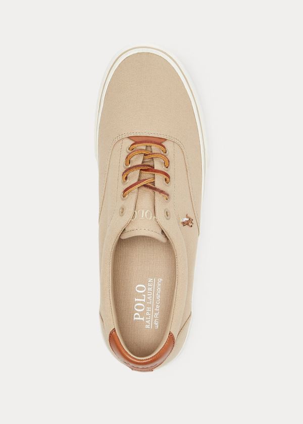 Trampki Ralph Lauren Thorton Canvas Low-Top Sneakers Męskie Khaki | MLFZ8146