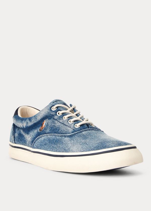 Trampki Ralph Lauren Thorton Denim Sneakers Męskie Ciemny Niebieskie | LSFN6562