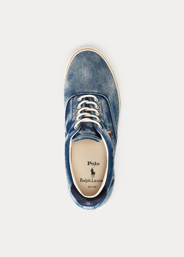 Trampki Ralph Lauren Thorton Denim Sneakers Męskie Ciemny Niebieskie | LSFN6562