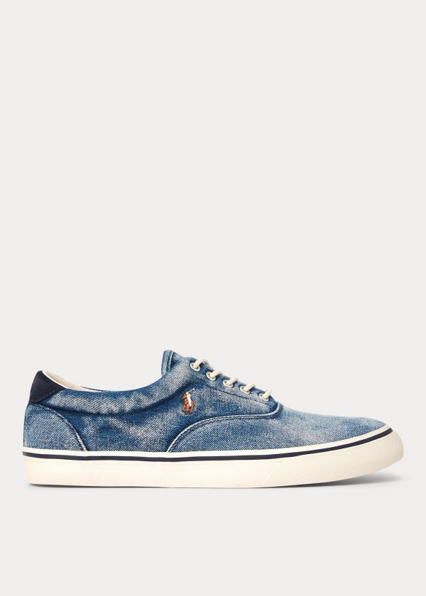 Trampki Ralph Lauren Thorton Denim Sneakers Męskie Ciemny Niebieskie | LSFN6562