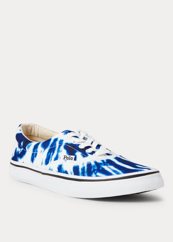 Trampki Ralph Lauren Thorton Tie-Dye Canvas Sneakers Męskie Białe Granatowe | HQYF8072