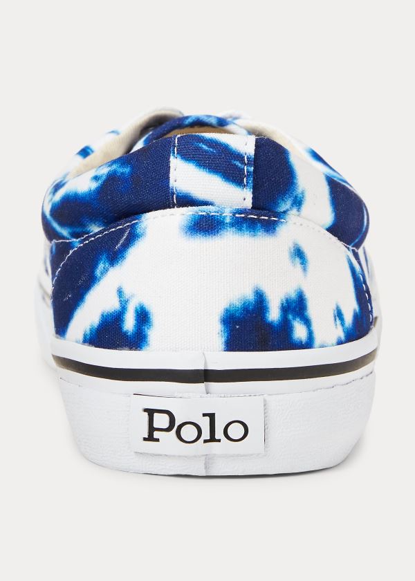 Trampki Ralph Lauren Thorton Tie-Dye Canvas Sneakers Męskie Białe Granatowe | HQYF8072