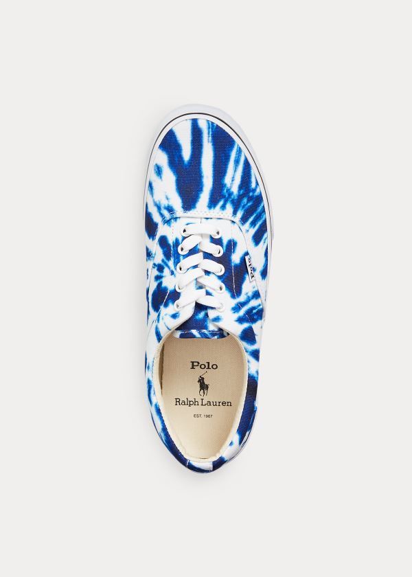 Trampki Ralph Lauren Thorton Tie-Dye Canvas Sneakers Męskie Białe Granatowe | HQYF8072