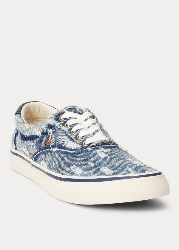 Trampki Ralph Lauren Thorton Washed Denim Sneakers Męskie Niebieskie | JEND7891