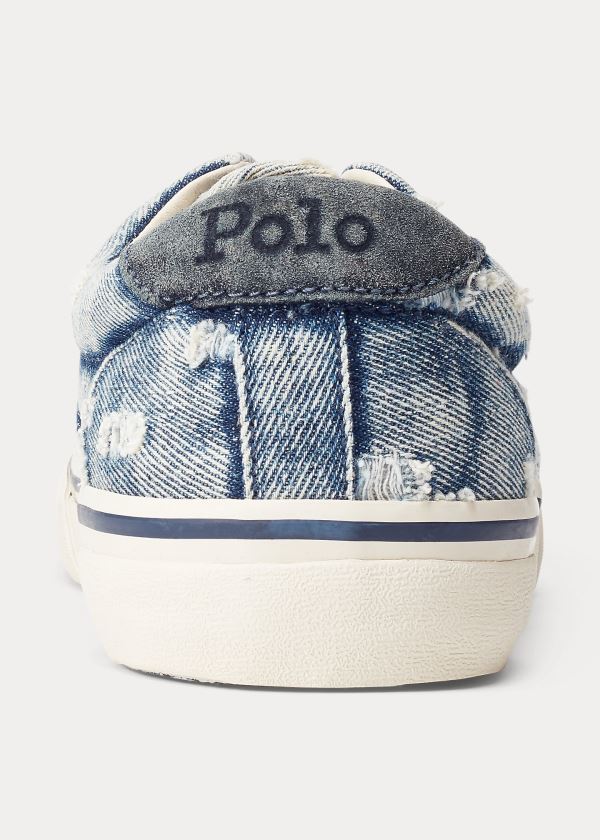 Trampki Ralph Lauren Thorton Washed Denim Sneakers Męskie Niebieskie | JEND7891