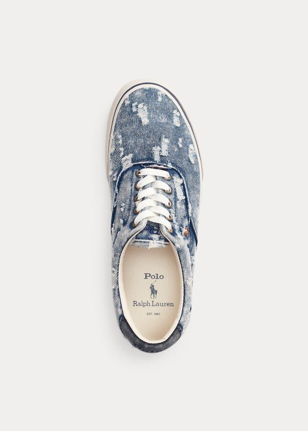 Trampki Ralph Lauren Thorton Washed Denim Sneakers Męskie Niebieskie | JEND7891